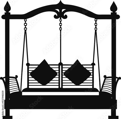 Elegant Porch Swing Vector Illustration for Relaxation and Outdoor Comfort