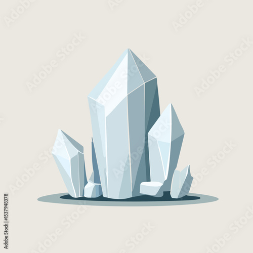 Raw Quartz Rock Vector – Minimal White & Gray Natural Stone Illustration