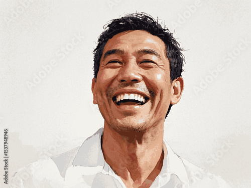 Pure joy washed very happy man isolated watercolor vector illustration svg
