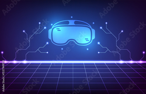 VR electric circuit background. augmented virtual and game cyberpunk concept. Design for metaverse, scifi, digital marketing, UI design, game interfaces.