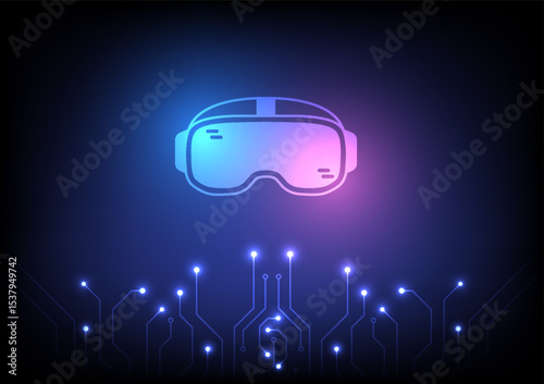 VR electric circuit background. augmented virtual and game concept. Design for metaverse, scifi, digital marketing.