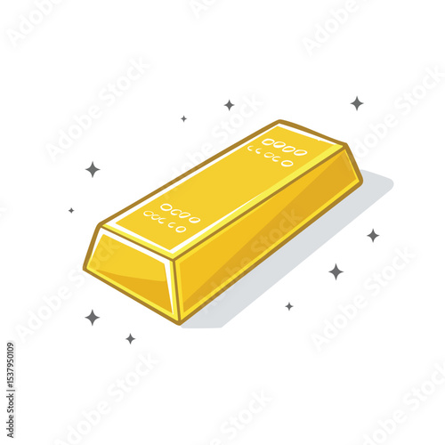 Shiny Gold Bar Vector Illustration in Flat Style with Clean Lines and Bright Yellow Tone