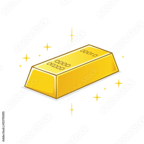 Shiny Gold Bar Vector Illustration in Flat Style with Clean Lines and Bright Yellow Tone