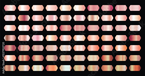 Rose Gold Gradient Swatches & Palettes - Vector Design Set.