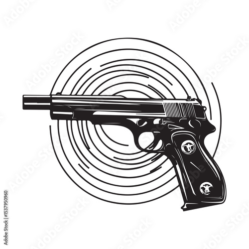 Target with gun Shooting Range Vector Image on white background