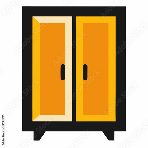 vector illustration of an open door with yellow door