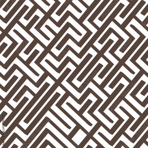 Geometric maze pattern. Black white design. Vector labyrinth texture. Angular path background.
