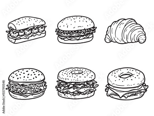 sandwich clear vision simple line art