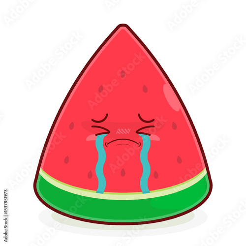 watermelon slice crying face cartoon cute