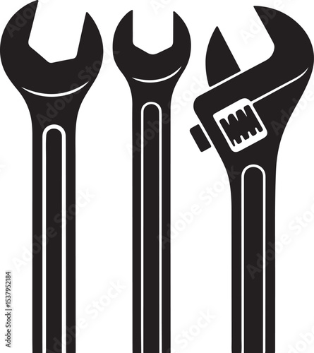 Tools vector wrench icon. Spanner logo design element. Key tool isolated on white background.