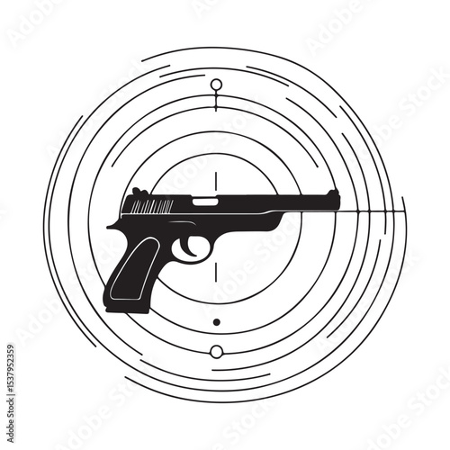 Target with gun Shooting Range Vector Image on white background