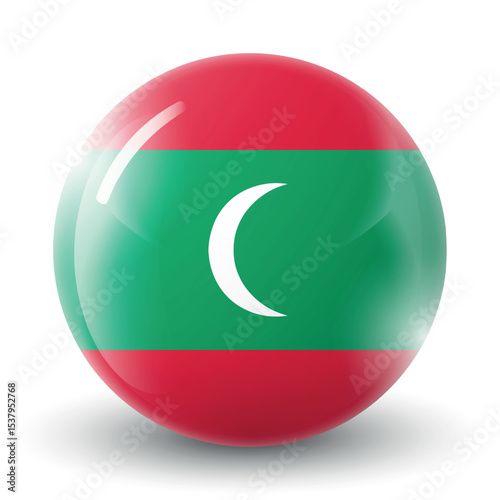 Glass light ball with flag of Republic of Maldives. Round sphere, template icon. Maldives national symbol. Glossy realistic ball, 3D abstract vector illustration. Big bubble. Free Download Glass light ball with flag of Republic of Maldives. Round sphere, template icon. Maldives national symbol. Glossy realistic ball, 3D abstract vector illustration. Big bubble. - GFXLoad