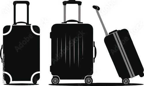 travel bag icon set. vacation, tourism and luggage symbol. isolated vector design