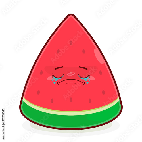 watermelon slice crying face cartoon cute