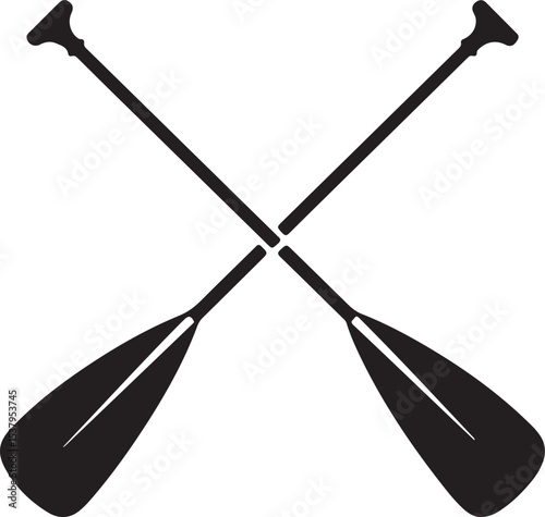Two boat paddles or canoe oars flat vector icon for nautical apps and websites