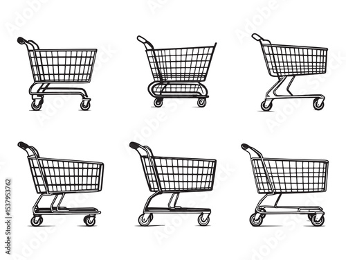 shopping cart clear vision simple line art