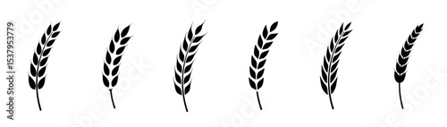 Wheat ears icon set. Wheat logo. Grain spikes set icons.Grain icon. Agriculture symbol. vector illustration