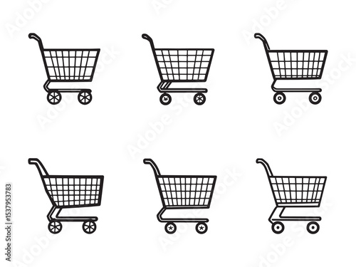 shopping cart clear vision simple line art