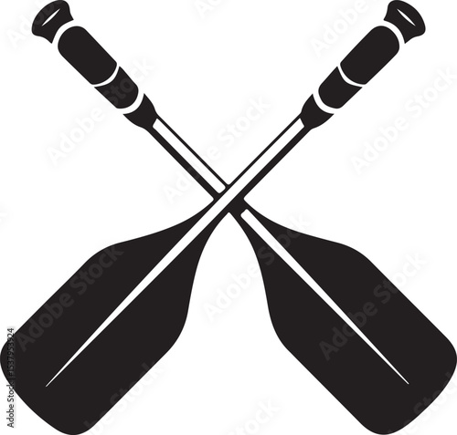 Two boat paddles or canoe oars flat vector icon for nautical apps and websites