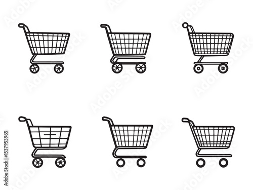 shopping cart clear vision simple line art