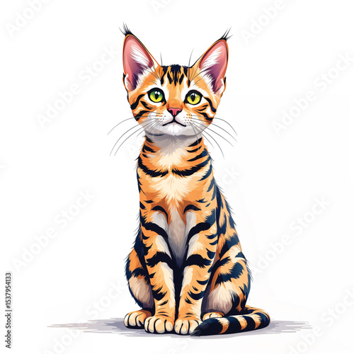 Bengal Cat cartoon vector illustration isolated