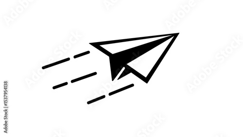 Paper Plane symbol , black isolated silhouette