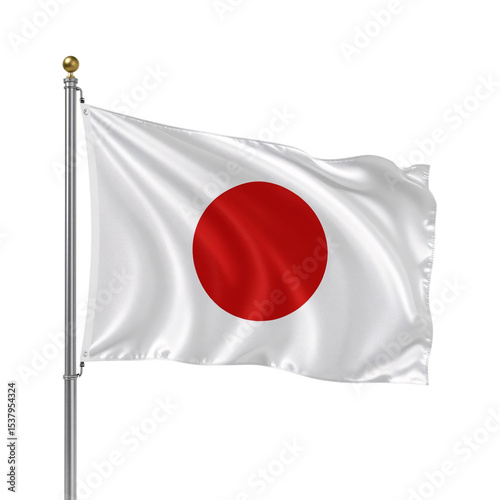 Flag PNG, Flag of Japan , National Flag , Flag on Pole , Regional Flags , Waving Flags , Flagpole , Fabric Texture , Realistic Flag , Folded Flag , Fabric Detail , National Emblem , Asian Flags , Patr