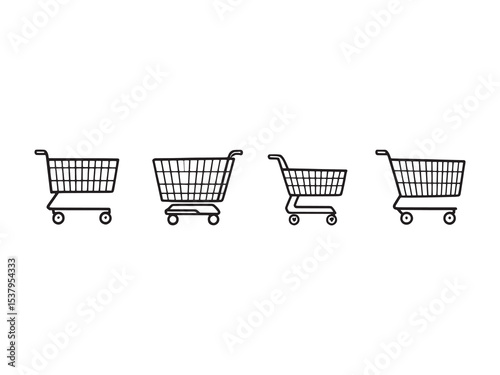 shopping cart clear vision simple line art