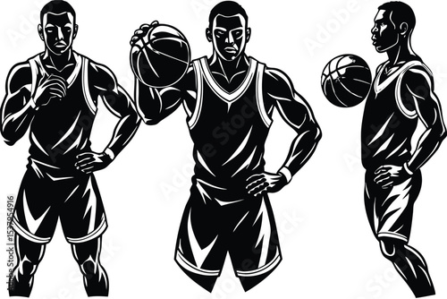 Basketball Players Vector Set