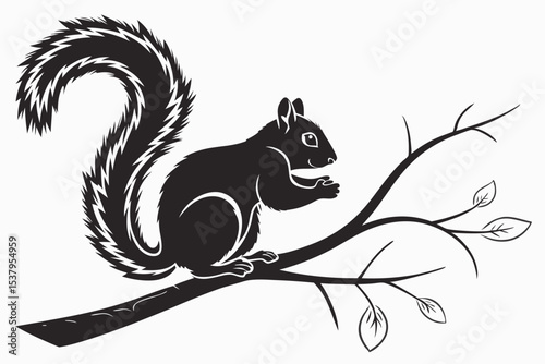 squirrel sihouette black vector
