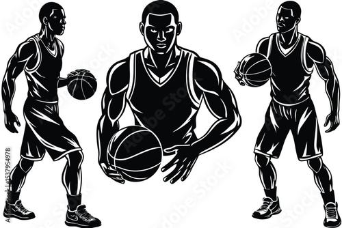 Basketball Players Vector Set