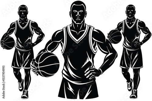 Basketball Players Vector Set