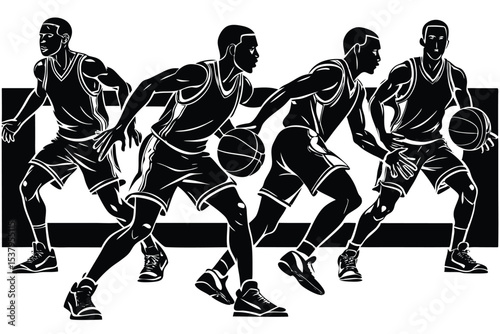 Basketball Players Vector Set