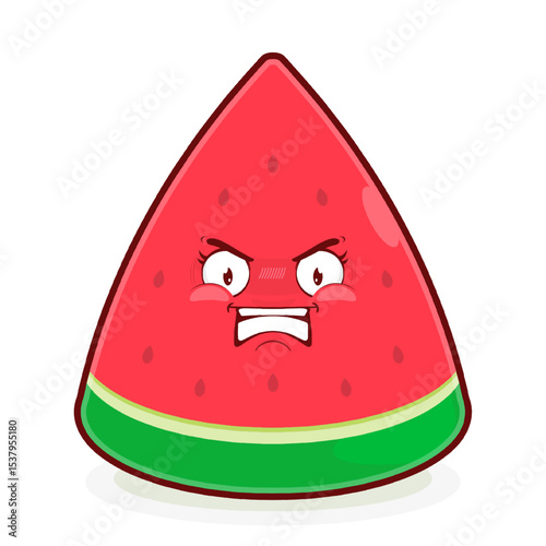 watermelon slice angry face cartoon cute