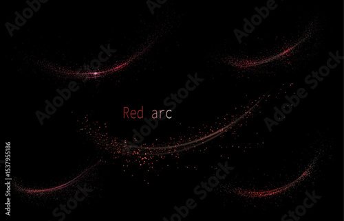 Isolated exquisite design component, set of red arcs on black background.