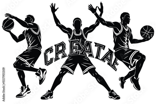 Basketball Players Vector Set