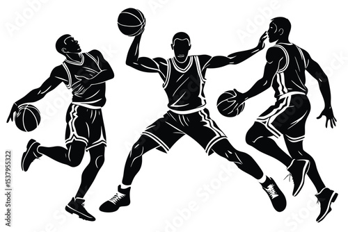 Basketball Players Vector Set