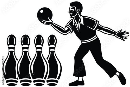 People Playing Bocce Ball Silhouettes vector bundle