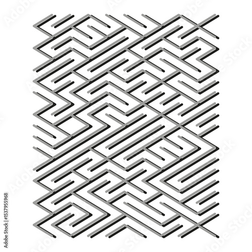 Maze path icon. Vector abstract labyrinth. Complex black structure. Puzzle shape form.