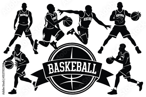 Basketball Players Vector Set
