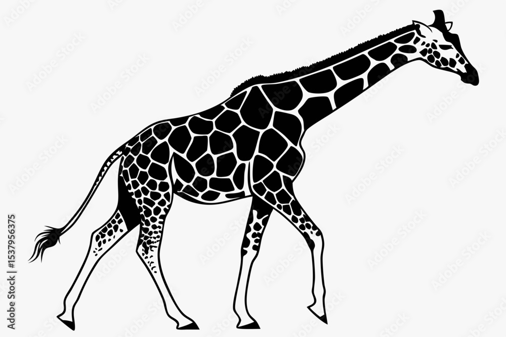 Naklejka premium giraffe sihouette black vector