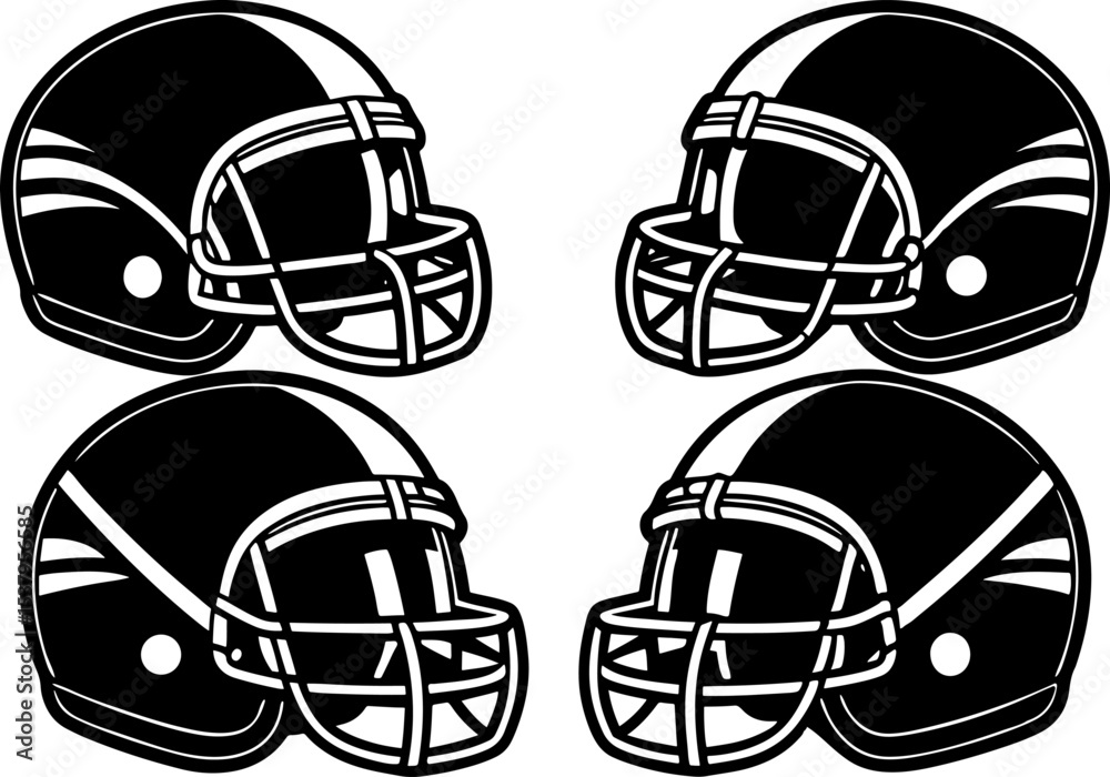 Fototapeta premium American Football Helmets vector graphics