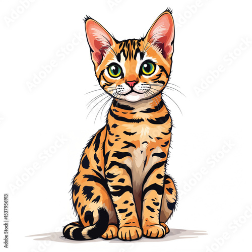 Bengal Cat cartoon vector illustration isolated