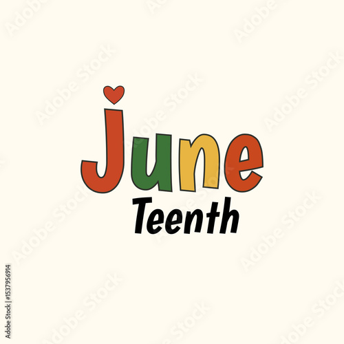 Colorful Juneteenth typography vector icon with African theme, celebrating Black freedom, emancipation, equality, and African American pride and heritage