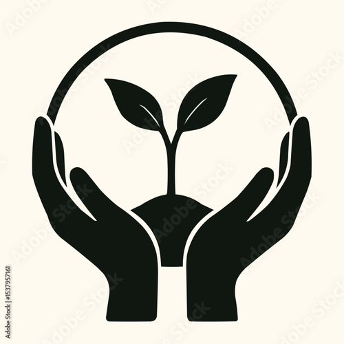 Hand holding a vibrant green tree, symbolizing eco-friendly growth and the care for nature and life