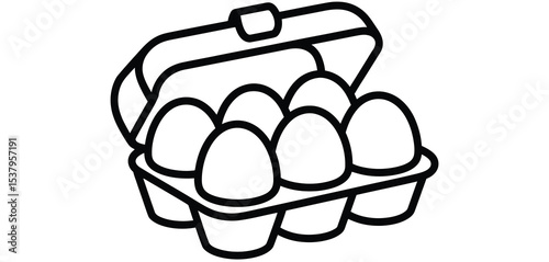 Six Eggs in a Carton Outline Illustration