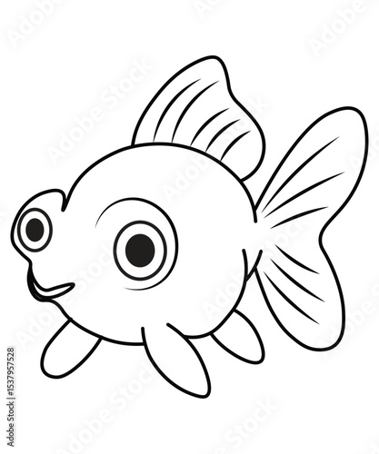 Big-Eyed Goldfish Line Drawing