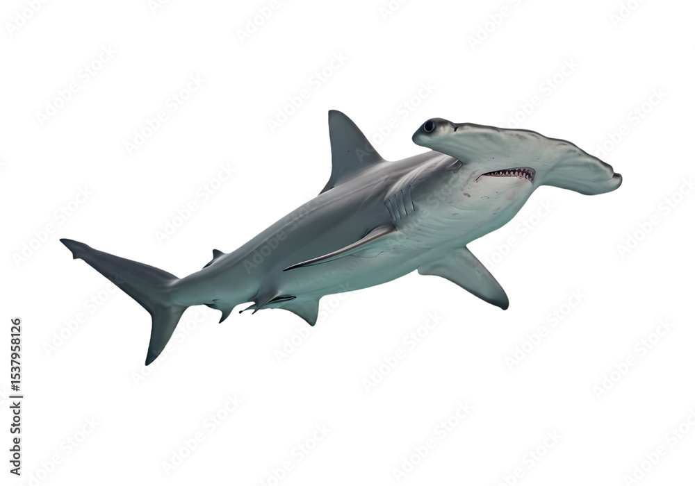 Obraz premium Amazing Great Hammerhead Shark: Ocean Wildlife, Marine Life Photography on white background
