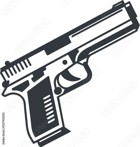 Stylized Pistol Illustration Weaponry and Firearms Design for Creative Projects Handgun Graphics or Digital Artwork Related to Shooting Sports