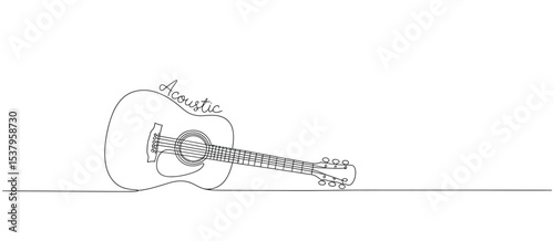Single Line Drawing of an Acoustic Guitar on White